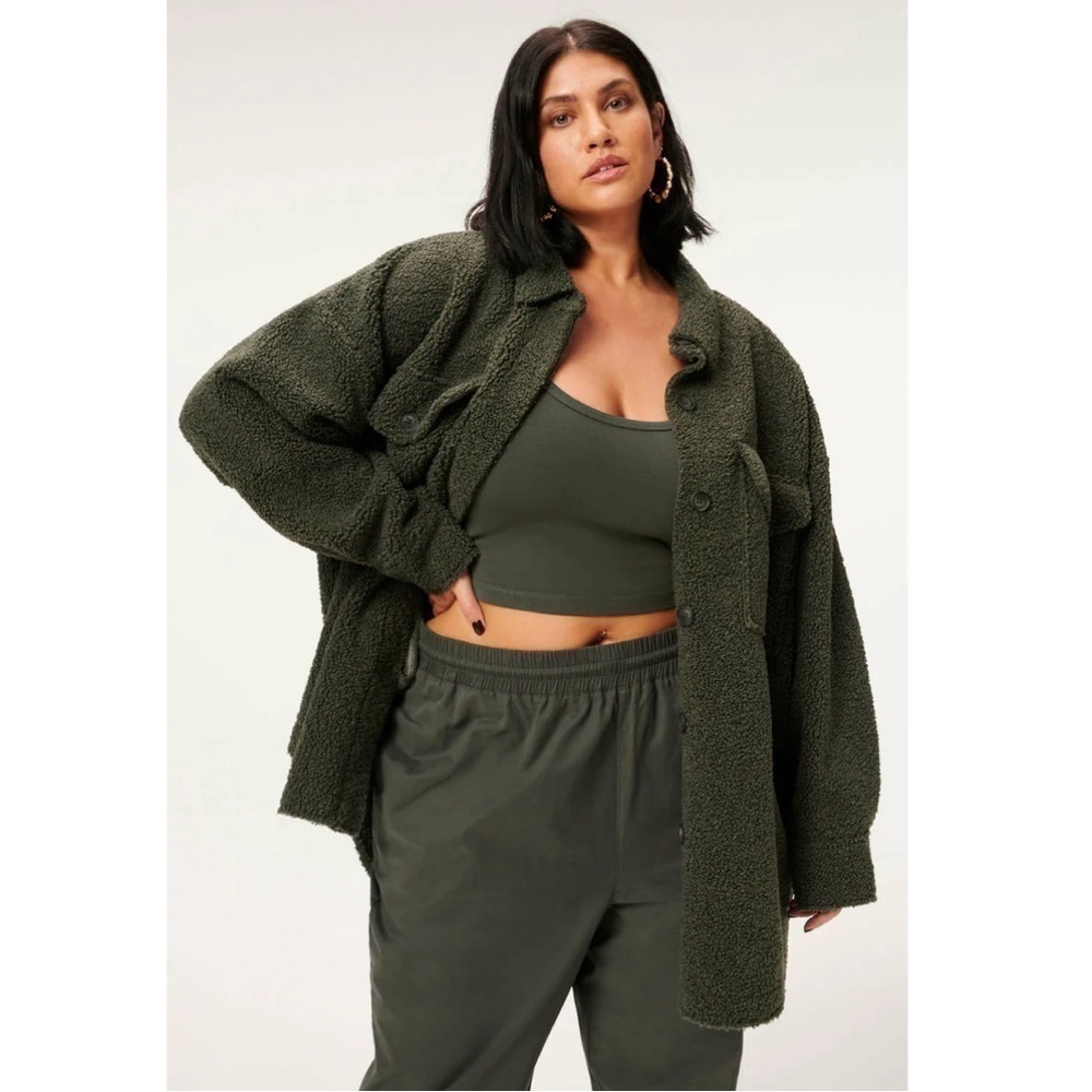 Good American Cozy Contour Faux Shearling Jacket NWT